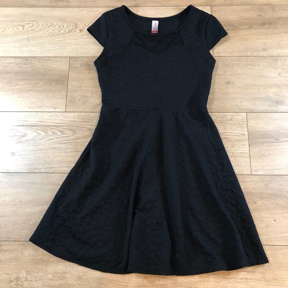Y2K 90s No Boundaries FitnFlare Mini Dress M Black Whimsigoth Witchy Skater Rose